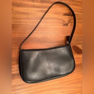 Brandy Melville Black Zip-Top Leather Purse